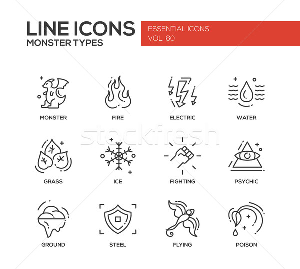 Monsters Types - line design icons set Stock photo © Decorwithme