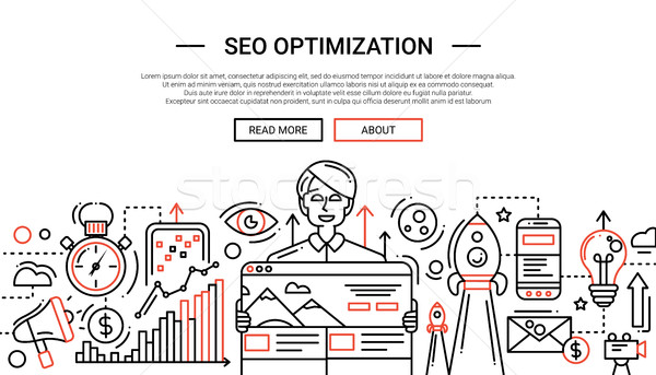 Seo Optimierung line Design Website Banner Stock foto © Decorwithme