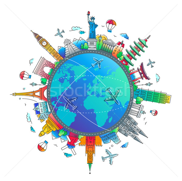 Time to Travel - flat design travel composition Stock photo © Decorwithme