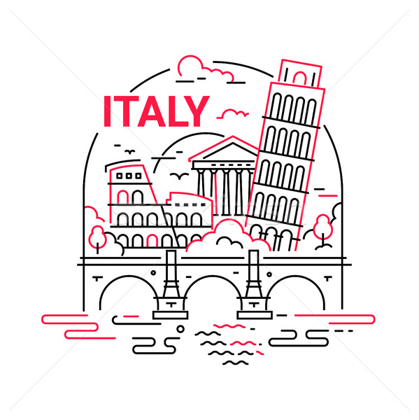Italy - modern vector line travel illustration Stock photo © Decorwithme
