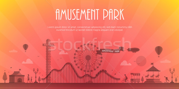 Parque de diversões moderno lugar texto paisagem silhueta Foto stock © Decorwithme