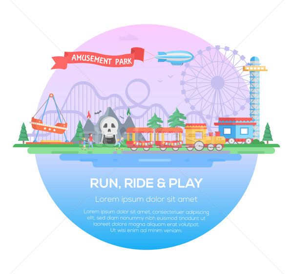 Run, ride and play - modern vector illustration Stock photo © Decorwithme