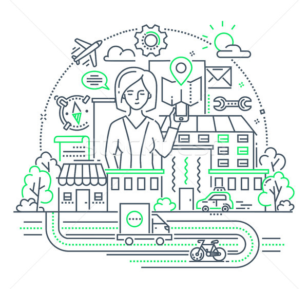 Businesswoman - modern line design style illustration Stock photo © Decorwithme