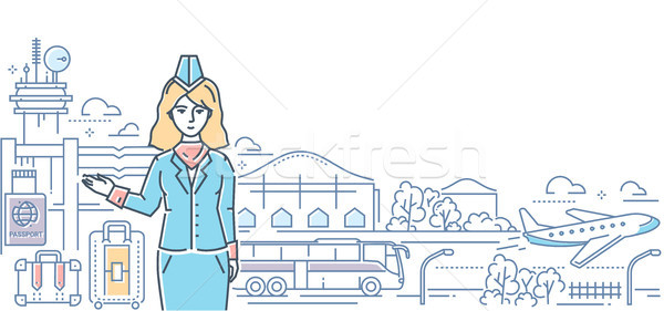 Airport - modern line design style colorful illustration Stock photo © Decorwithme