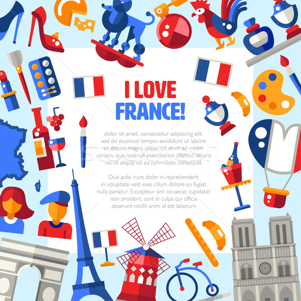 France travel icons circle postcard with famous French symbols  Stock photo © Decorwithme