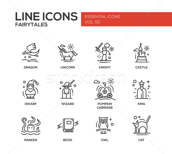 Stock photo: Fairy Tales- flat design line icons set