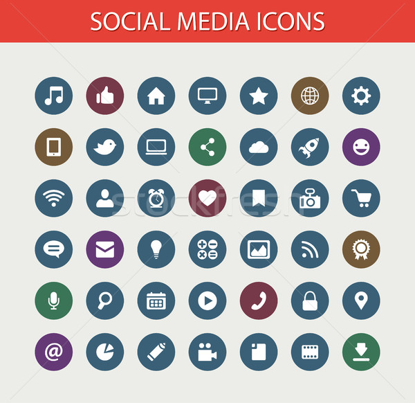 Set of modern flat design social media icons Stock photo © Decorwithme