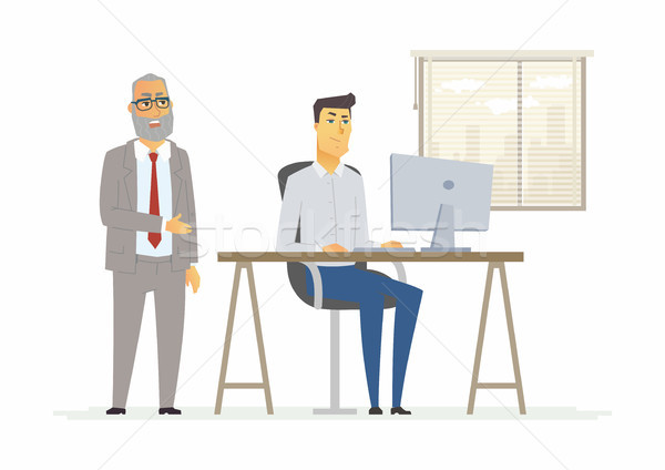 Hard day in the office - modern cartoon people characters illustration Stock photo © Decorwithme