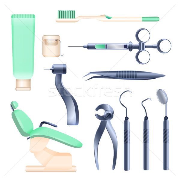 Dental appliances - set of realistic vector isolated objects Stock photo © Decorwithme