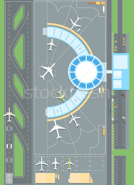 Top view of the airport - modern vector colorful illustration Stock photo © Decorwithme