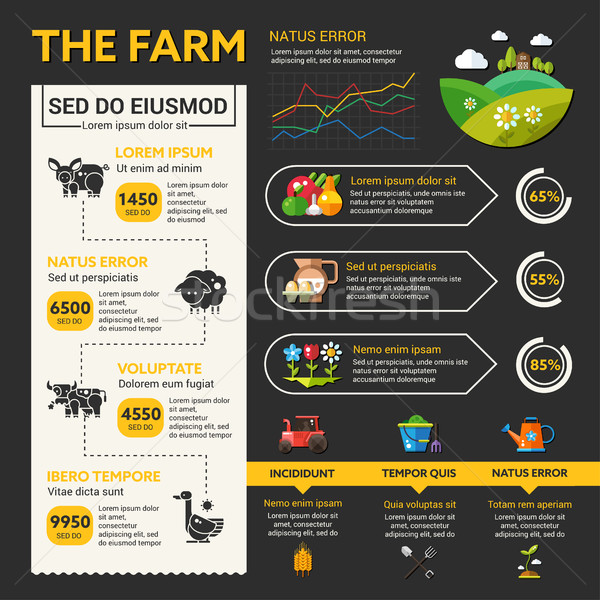 Organic farming vector infographic template and icons in flat design Stock photo © Decorwithme
