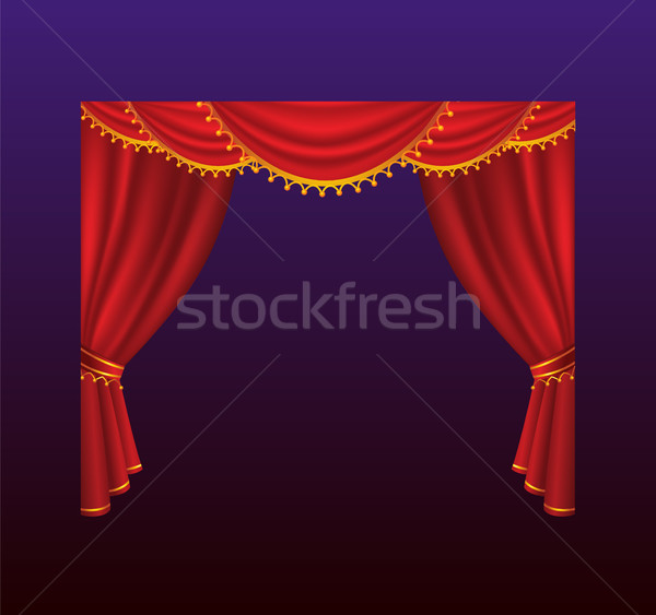 Curtains - realistic vector red drapes illustration Stock photo © Decorwithme