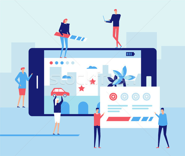 Mobile gaming development - flat design style illustration Stock photo © Decorwithme