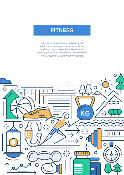 Fitness - line design composition Stock photo © Decorwithme