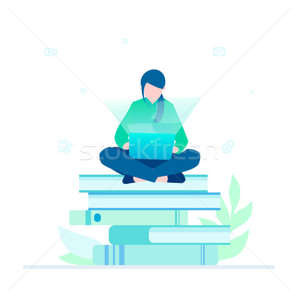 Business research - flat design style colorful illustration Stock photo © Decorwithme