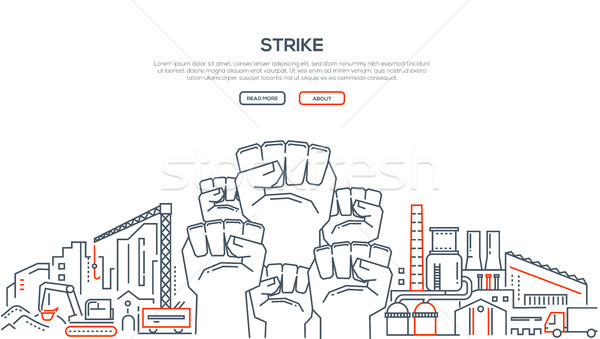 Grève modernes ligne design style illustration [[stock_photo]] © Decorwithme