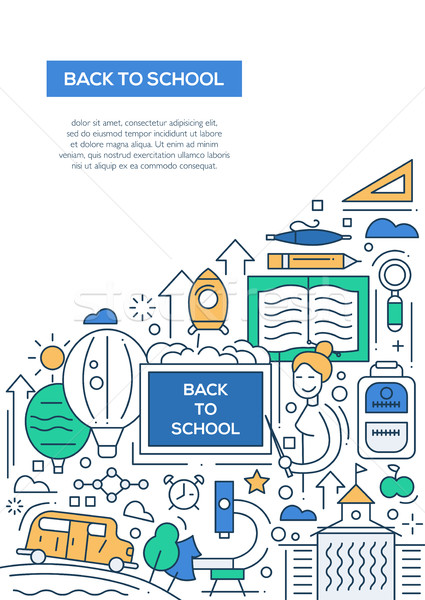 Back to School - line design brochure poster template A4 Stock photo © Decorwithme