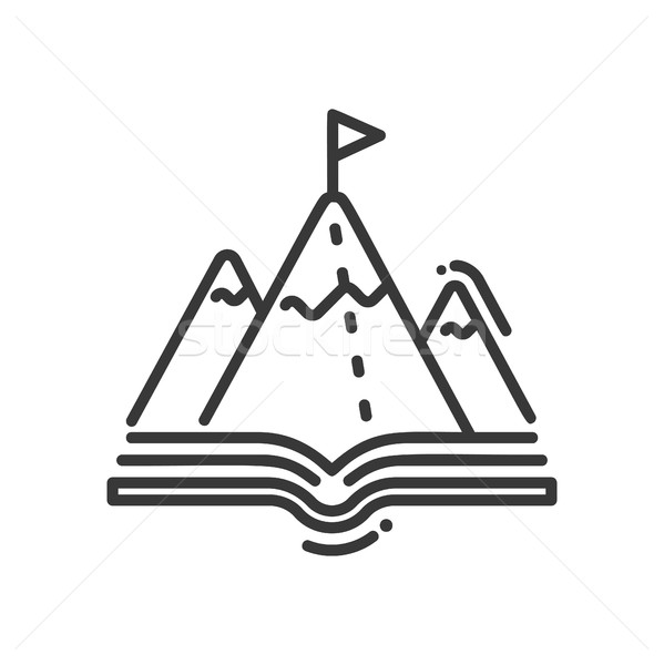 Mountain education - modern vector single line icon Stock photo © Decorwithme