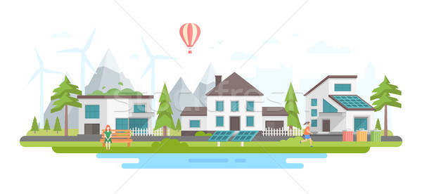 Eco-friendly city district - modern flat design style vector illustration Stock photo © Decorwithme