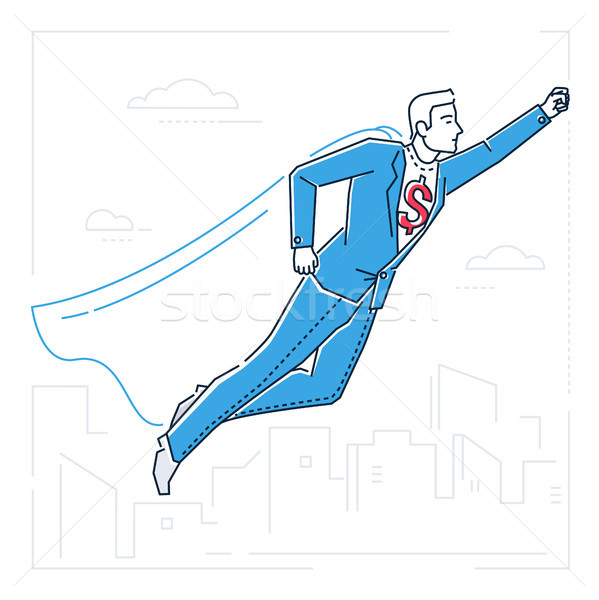 Businessman with a super power - line design style isolated illustration Stock photo © Decorwithme