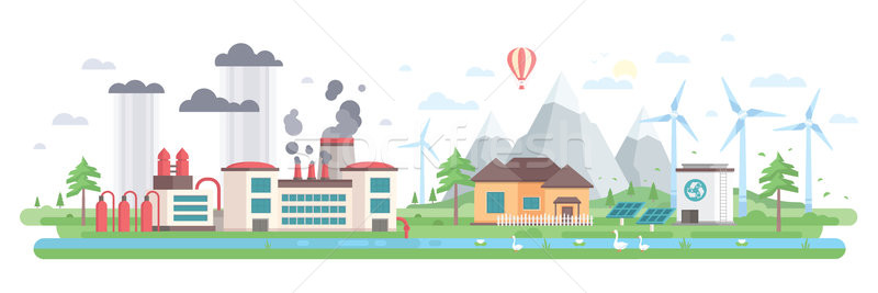 Air and water pollution - modern flat design style vector illustration Stock photo © Decorwithme
