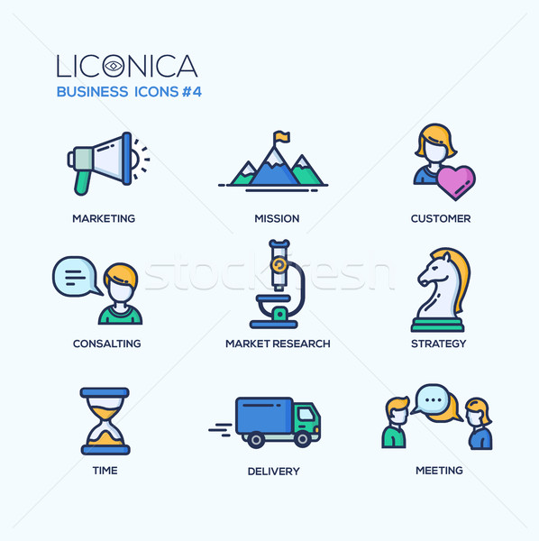Office, business modern thin line design icons and pictograms Stock photo © Decorwithme