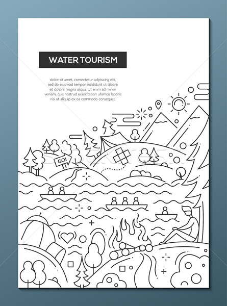 Víz turizmus vonal terv brosúra poszter Stock fotó © Decorwithme
