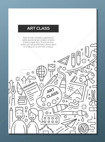 Art Class - line design brochure poster template A4 Stock photo © Decorwithme