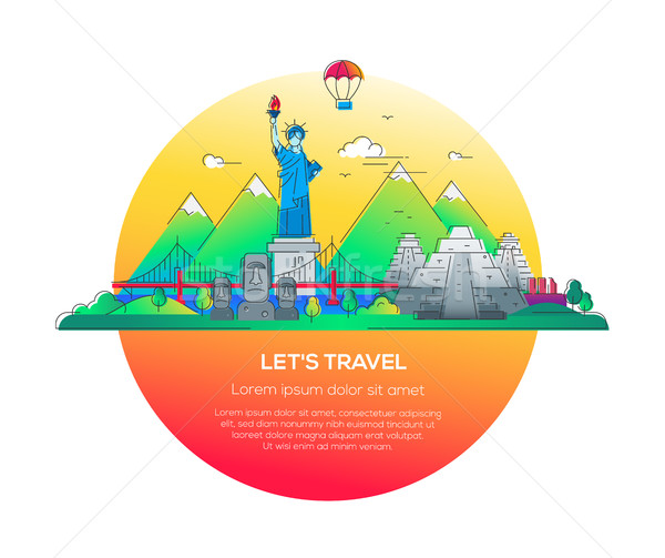 Lets travel - vector line travel illustration Stock photo © Decorwithme