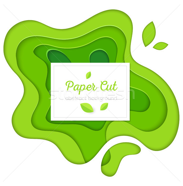 Green abstract poster - vector paper cut illustration Stock photo © Decorwithme