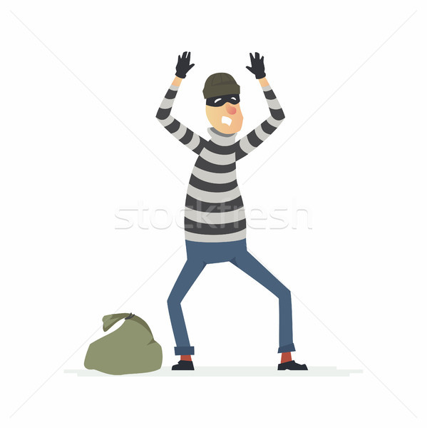 Thief surrendering - cartoon people characters illustration Stock photo © Decorwithme