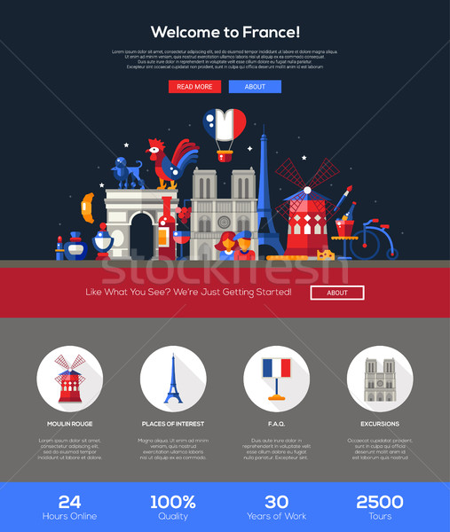 Traveling to France website header banner with webdesign elements Stock photo © Decorwithme