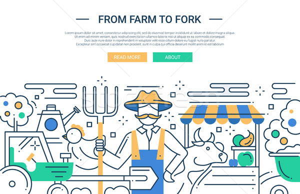 From Farm to Fork - line design website banner Stock photo © Decorwithme