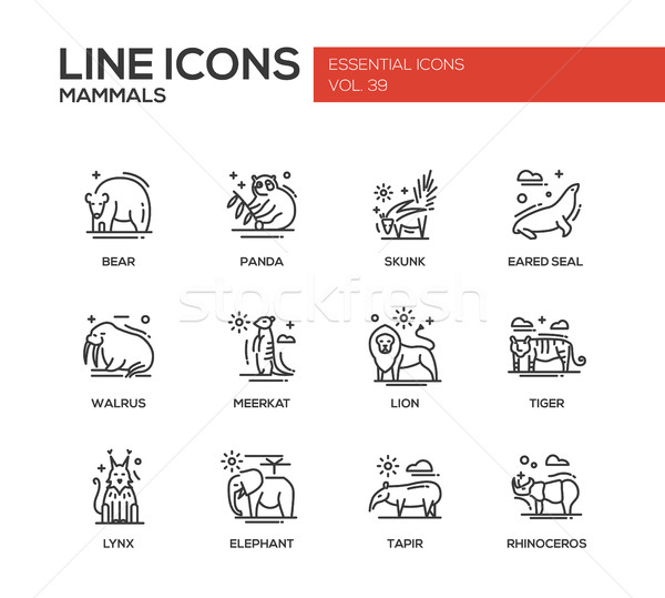 Mammals - line design icons set Stock photo © Decorwithme