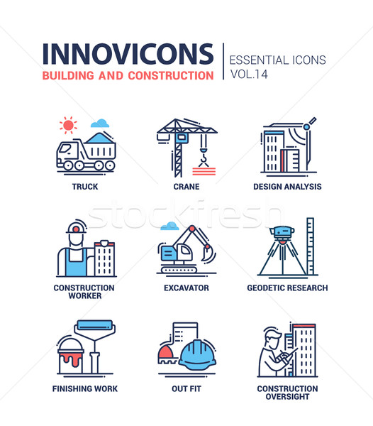 Building and construction line design icons Stock photo © Decorwithme