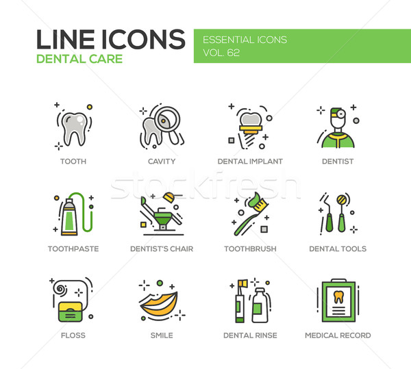 Zahnpflege line Design Set modernen Stock foto © Decorwithme