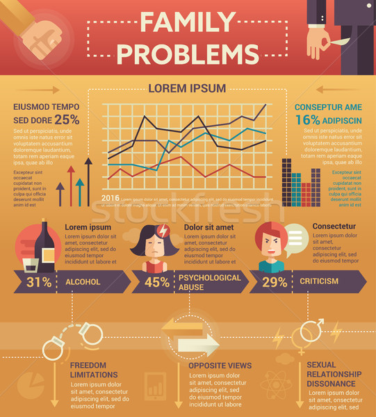Stock photo: Family Problems Infographics - poster, brochure cover template