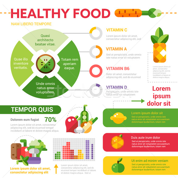 Foto stock: Alimentação · saudável · vetor · modelo · conjunto · elementos