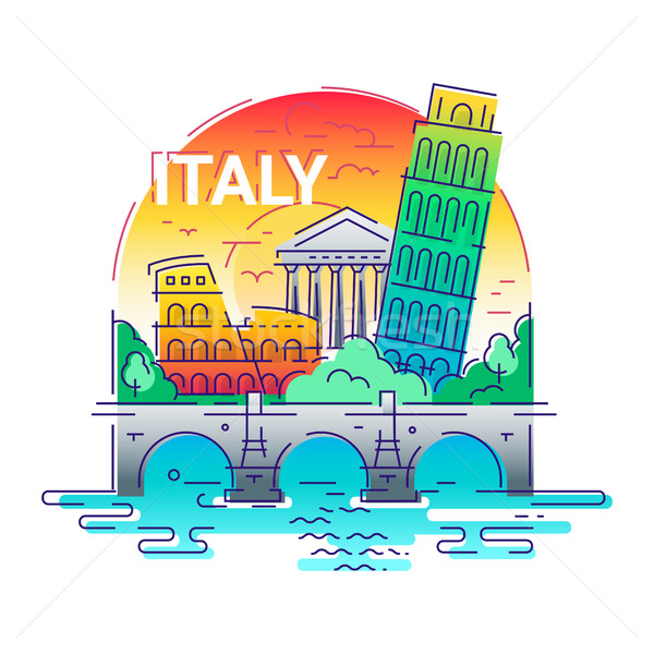 Italy - modern vector line travel illustration Stock photo © Decorwithme