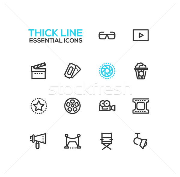 Cinema and movie line icons set Stock photo © Decorwithme