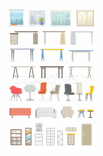 Office Essentials - modern vector flat icons set Stock photo © Decorwithme