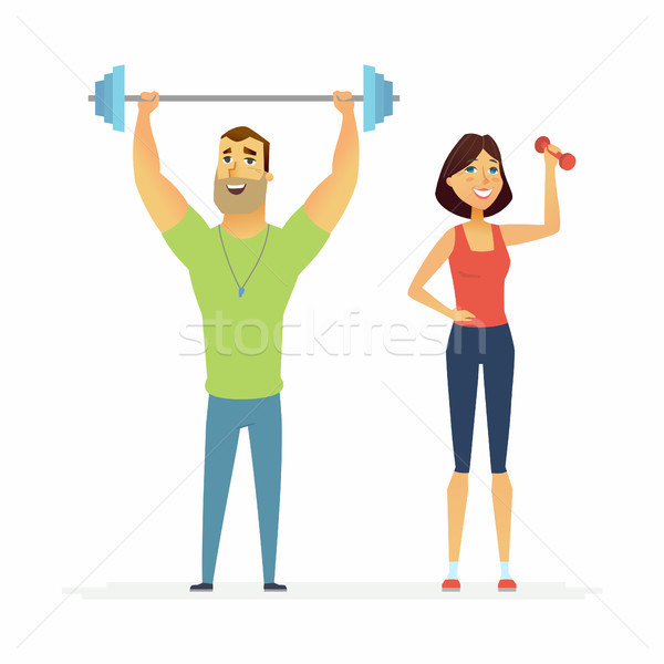 Fitness instructors - cartoon people characters illustration Stock photo © Decorwithme