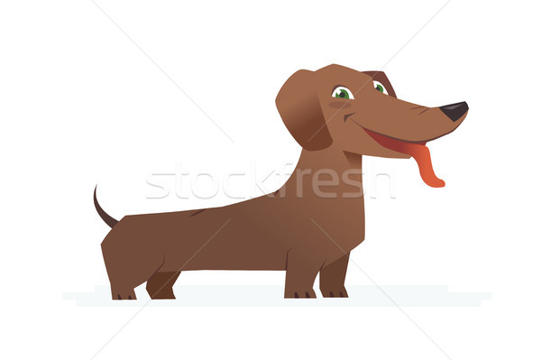 Drăguţ dachshund modern vector desen animat Imagine de stoc © Decorwithme