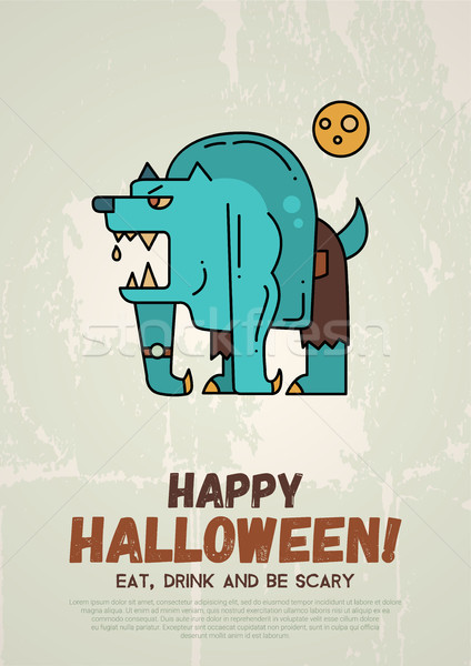 Illustration Of Halloween Line Flat Design Modern Poster Templat Vector Illustration C Decorwithme Stockfresh