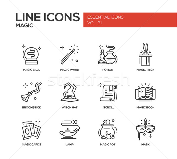 Magic - line design icons set Stock photo © Decorwithme
