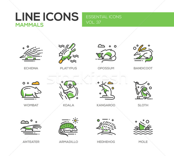 Mammals - line design icons set Stock photo © Decorwithme