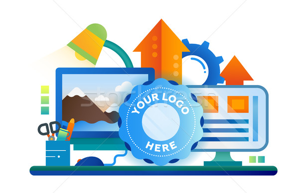 Image Processing - flat design website banner Stock photo © Decorwithme