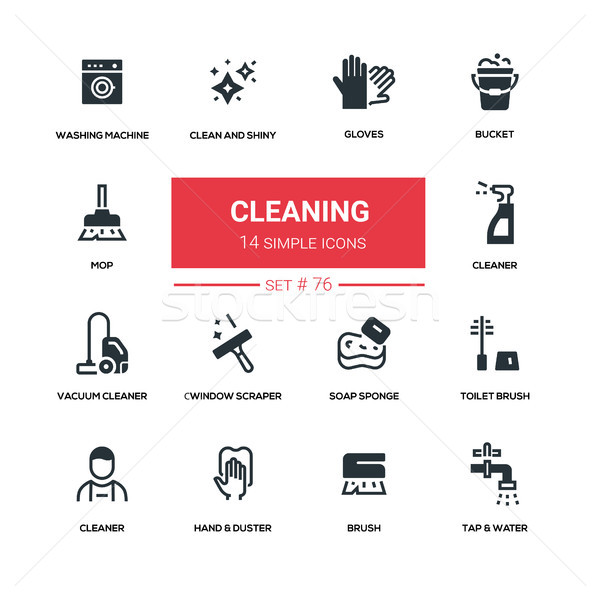 Cleaning - line design silhouette icons set Stock photo © Decorwithme