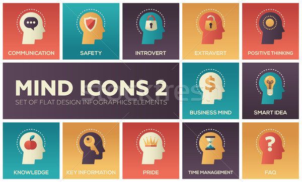 Mind icons - modern set of flat design infographics elements Stock photo © Decorwithme