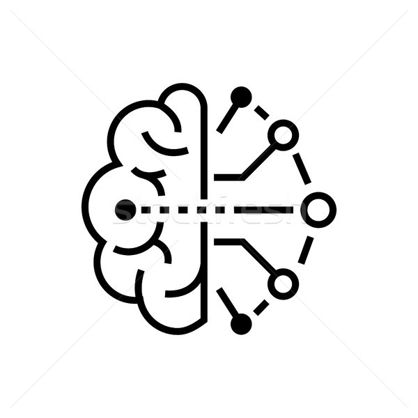 искусственный интеллект линия дизайна изолированный икона белый Сток-фото © Decorwithme